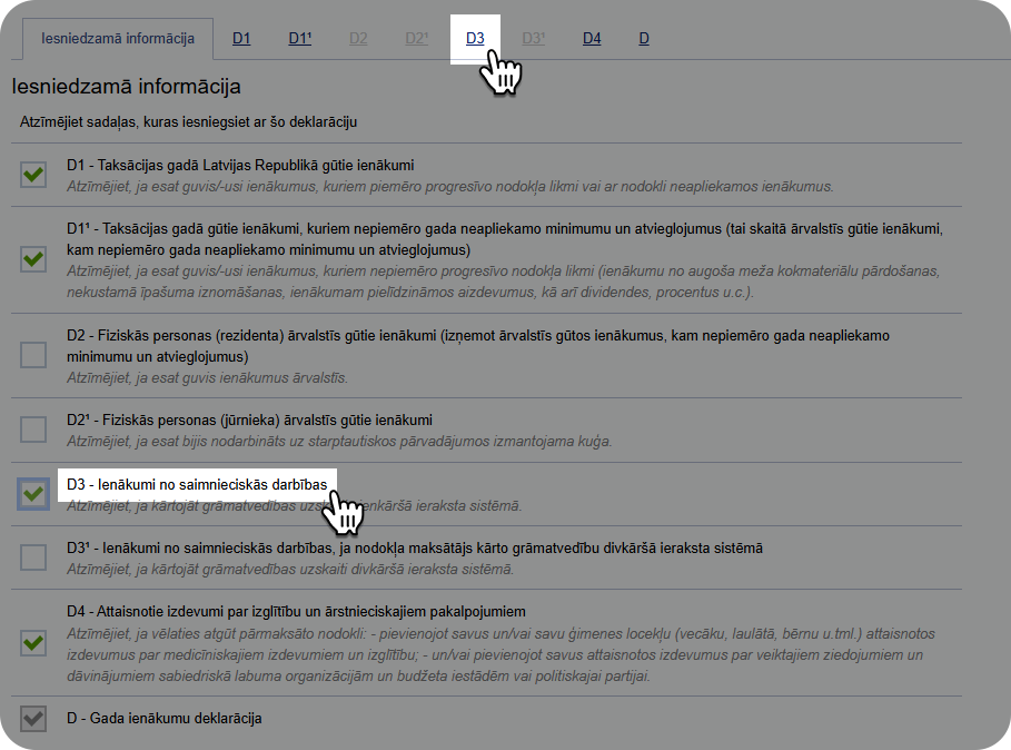 D3 pielikuma aktivizēšana GID